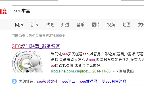 301之后seo学堂搜索结果